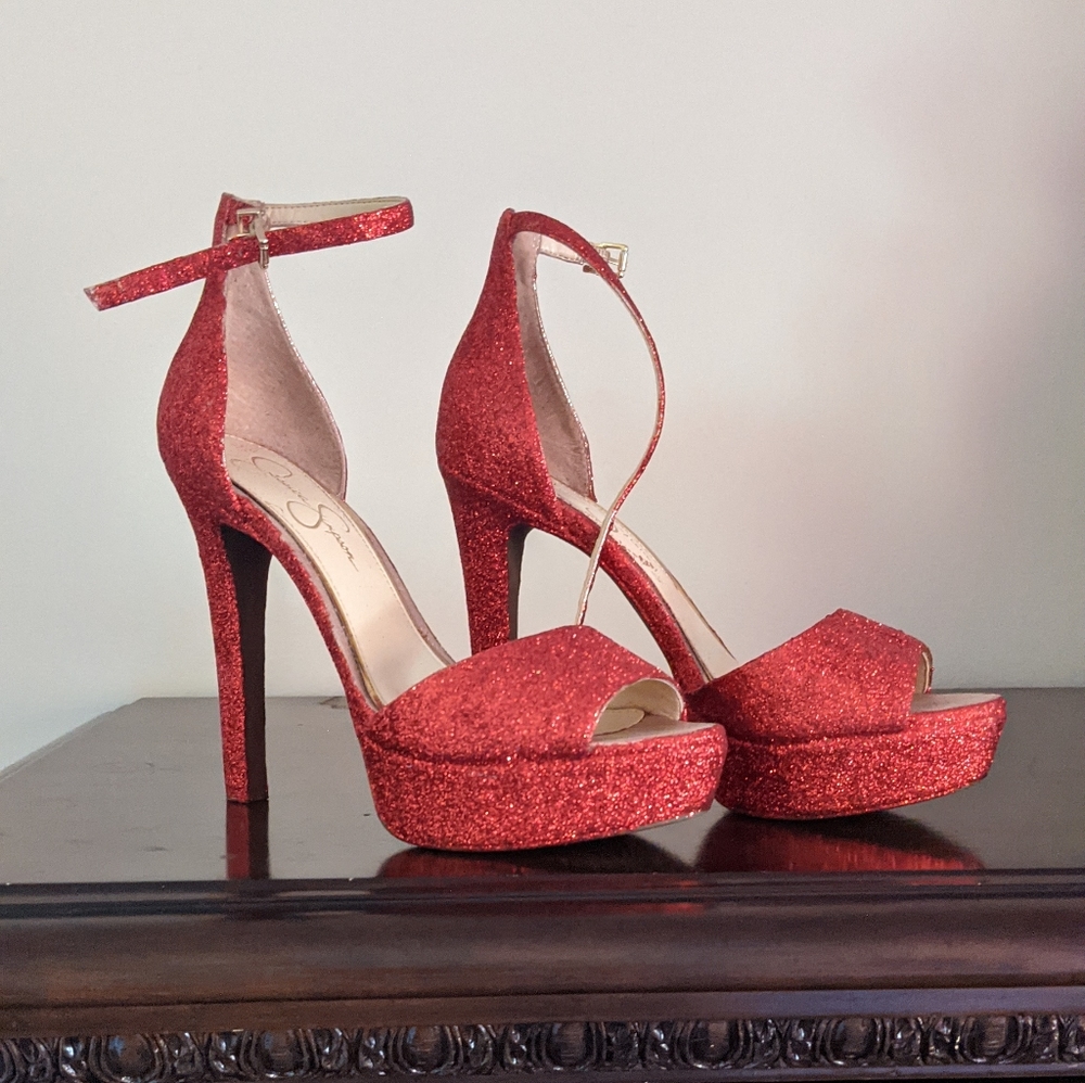 Red glittery Heels